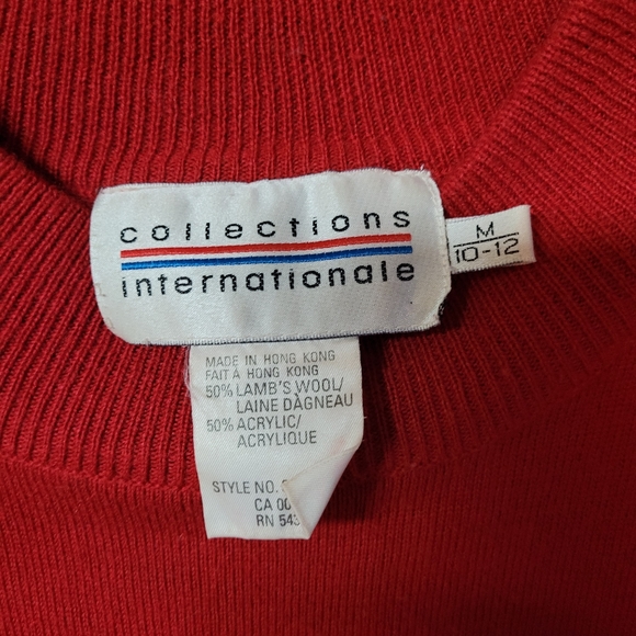 Collections Internationale Womens Red Lambswool Crew Neck Sweater - Picture 3 of 7